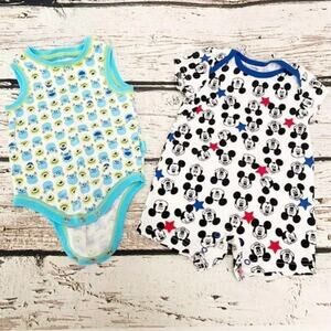 DISNEY Monsters Inc and Mickey Onesie & Romper Sz 6-9M